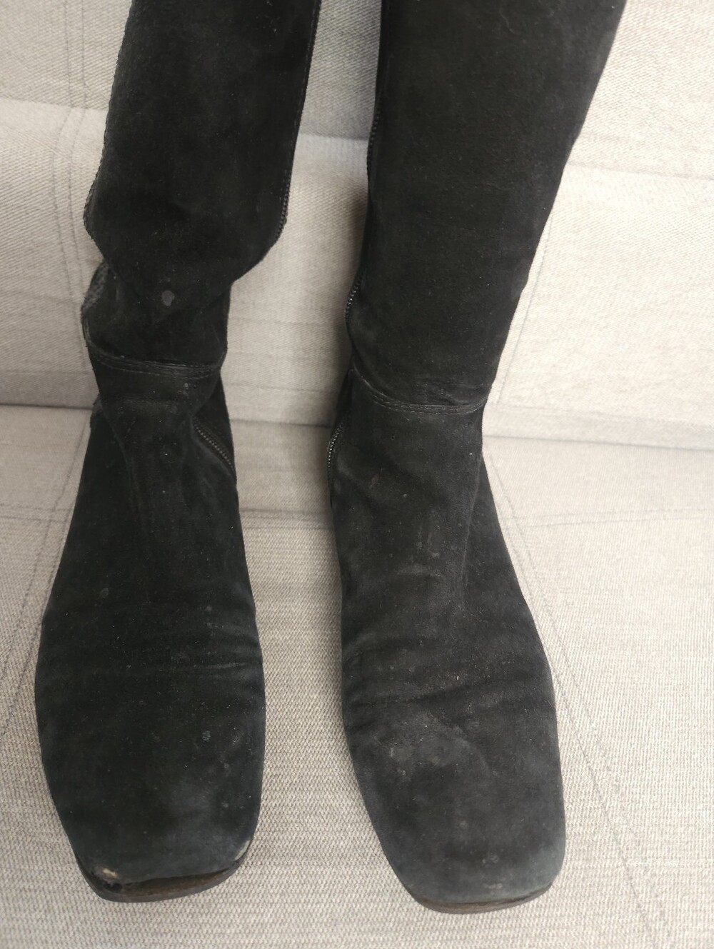 Tory Burch Black Suede Knee-High Boots with Logo Medallion - Picture 3 of 9